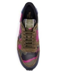 Valentino Camouflage Rock Runner Leather Blend Sneakers