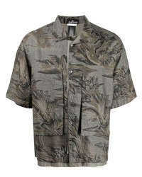 Olive Camouflage Linen Short Sleeve Shirt