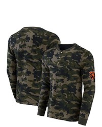 Olive Camouflage Long Sleeve Henley Shirt