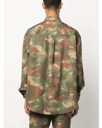 Moschino Camouflage Print Long Sleeve Cotton Shirt