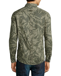 Antony Morato Camouflage Print Long Sleeve Sport Shirt Olive