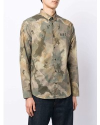 Armani Exchange Camouflage Print Long Sleeved Shirt