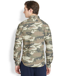 Saks Fifth Avenue Collection Modern Fit Camo Sportshirt