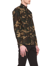 Ami Cotton Military Shirt In Camouflage
