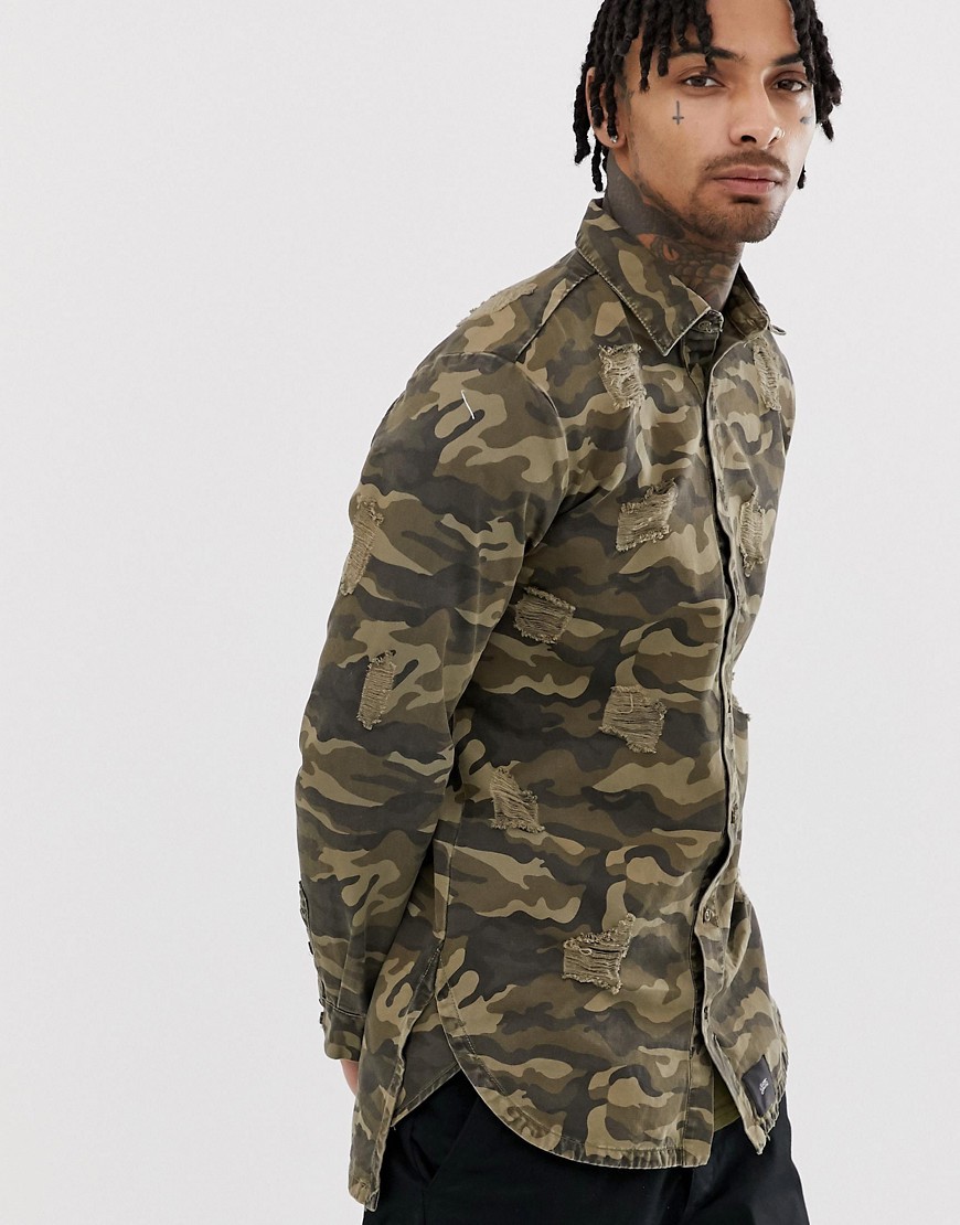 Sixth June Shirt In Distressed Camo, $45 | Asos | Lookastic