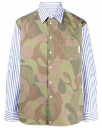 Marni Striped Camouflage Print Shirt