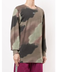 Off-White Camouflage Print Long Sleeved T Shirt
