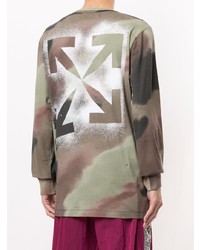 Off-White Camouflage Print Long Sleeved T Shirt
