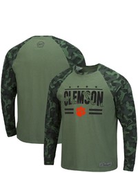 Colosseum Olivecamo Clemson Tigers Oht Military Appreciation Raglan Long Sleeve T Shirt At Nordstrom