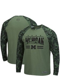 Colosseum Olivecamo Michigan Wolverines Oht Military Appreciation Raglan Long Sleeve T Shirt At Nordstrom
