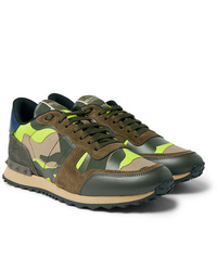 Valentino Garavani Rockrunner Suede Leather And Canvas Sneakers