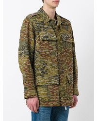 Palm Angels Camouflage Print Military Jacket