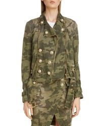 Balmain Camouflage Twill Moto Jacket