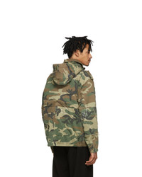 R13 Green And Brown Camo Multi Pocket Jacket