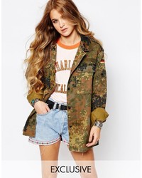 Reclaimed Vintage Oversized Military Festival Jacket In Camo
