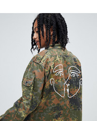 Reclaimed Vintage Revived Cropped Camo Jacket With Faces Print