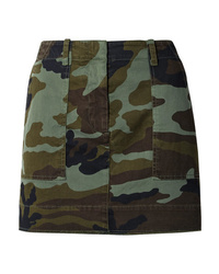 Nili Lotan Camouflage Print Stretch Cotton Mini Skirt