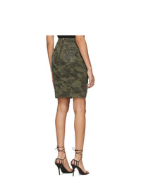 Balmain Khaki Denim Camo Wrap Miniskirt