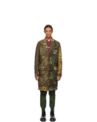 R13 Green And Brown Multi Camo Shredded Coat