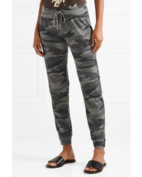 Splendid Camouflage Print Stretch Jersey Track Pants Army Green