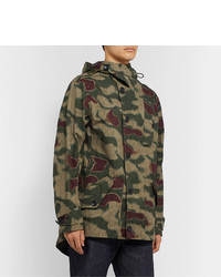 Ten C Camouflage Print Cotton Canvas Hooded Jacket