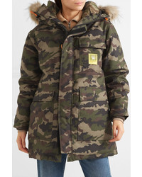 Brumal Hooded Faux Fur Trimmed Camouflage Print Shell Down Parka