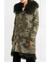 Mr & Mrs Italy Hooded Shearling Lined Printed Cotton Canvas Parka