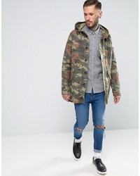 Asos Lightweight Fishtail Parka In Camouflage Print