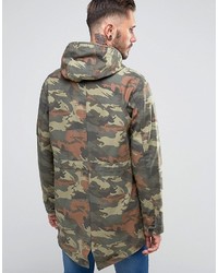 Asos Lightweight Fishtail Parka In Camouflage Print