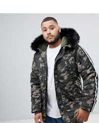 Sixth June Parka Coat In Camo With Black Faux Fur Hood To Asos