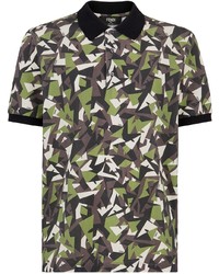 Fendi Geometric Camouflage Polo Shirt