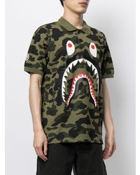A Bathing Ape Shark Camouflage Print Polo Shirt
