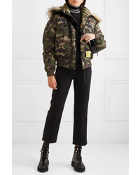 Brumal Hooded Faux Fur Trimmed Camouflage Print Shell Down Jacket