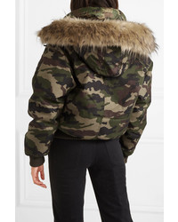 Brumal Hooded Faux Fur Trimmed Camouflage Print Shell Down Jacket