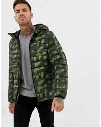 Pull&Bear Puffer Jacket With Hood In Camo