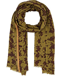 Lovat Green Camouflage Wool Voile Scarf