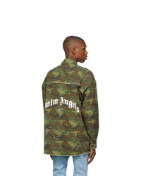 Palm Angels Green Camo Military Over Shirt