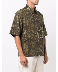 Givenchy Camouflage Monogram Print Zipped Shirt