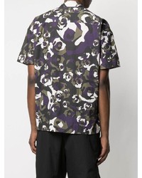 Les Hommes Camouflage Print Cotton Shirt