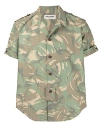 Saint Laurent Camouflage Print Short Sleeve Shirt