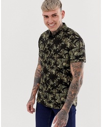 BLEND Short Sleeved Shirt With Camo And Palm Tree Print