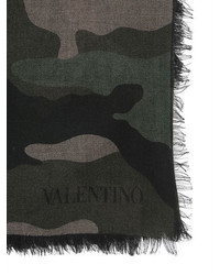 Valentino Camouflage Cashmere Silk Blend Scarf