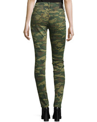 True Religion Halle Mid Rise Super Skinny Jeans Green Destroyed Camo