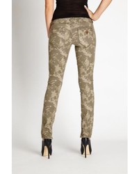 GUESS Low Rise Moto Seam Skinny Jeans In Tinted Camo Wash
