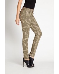 GUESS Low Rise Moto Seam Skinny Jeans In Tinted Camo Wash