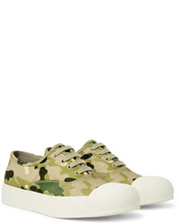 Prada Rubber Cap Toe Camouflage Print Gabardine Sneakers