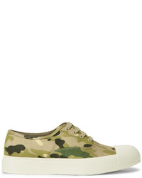 Prada Rubber Cap Toe Camouflage Print Gabardine Sneakers