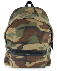Olive Camouflage Suede Backpack