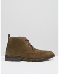 Asos Chukka Boots In Khaki Suede With Camo Sole