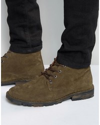 Asos Chukka Boots In Khaki Suede With Camo Sole